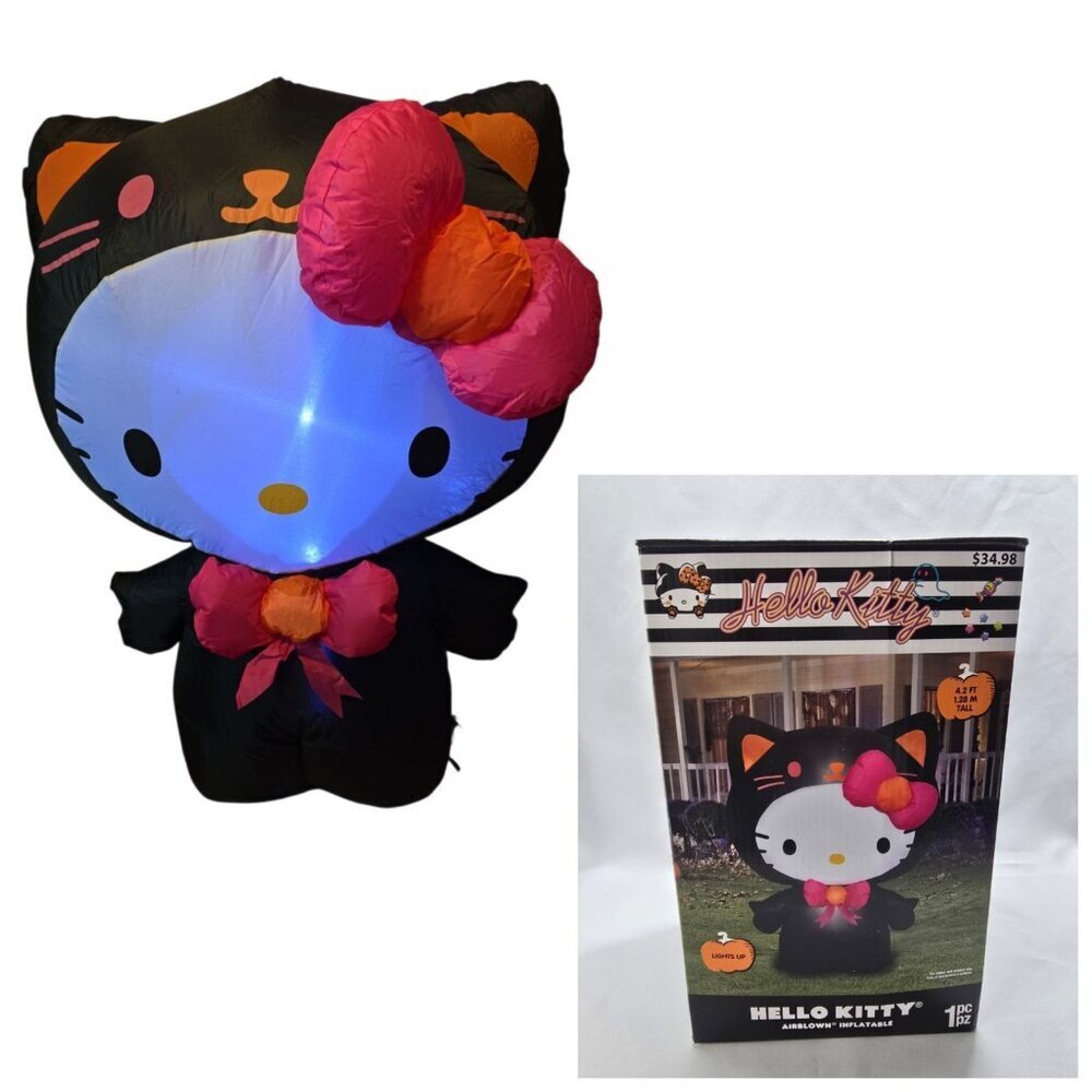 HELLO KITTY SANRIO HALLOWEEN AIR BLOWN INFLATABLE 4.2FT GEMMY 2023- USED